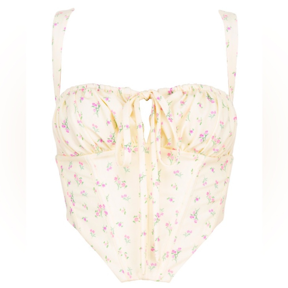 Lemon Floral Corset Lace up